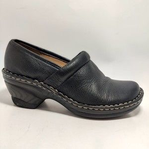 Sofft Spots Black Leather Clogs Size 8 M Womens Slip On Comfort Shoes